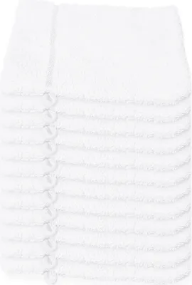 Produktbild von 12er Pack Waschlappen Frottier mit Kordelaufhänger Waschhandschuhe Frottee aus Baumwolle Oese zum aufhängen viele Farben ca. 15x21 cm 480 g/qm Weiß