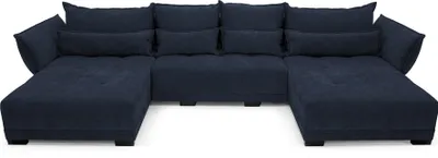 Produktbild von Ecksofa Comfort Deluxe U 360x185 cm Dunkelblau, Schlafsofa mit Bettkasten, Multifunktionale Couchgarnitu