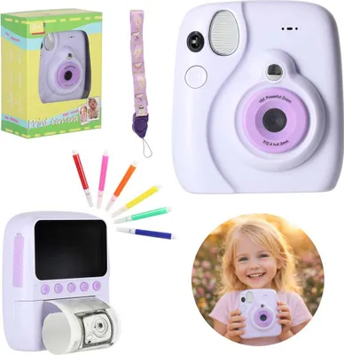 Obrázek produktu pro Instantní digitální fotoaparát s 16 kazetami, fixy fialové