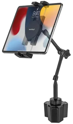 Zdjęcie produktu dla Uchwyt na tablet, podstawa na napoje do samochodu, aluminiowy, regulowany, magiczna ramię, do samochodów osobowych, dostawczych, kamperów. Mocowanie na tablety, telefony (4-13 cali)