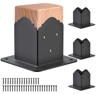 4x4 Pfostenfuß, Stahl, schwarz, Innenmaß 9,1x9,1 cm, Set mit 4