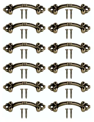 Produktbild von 12 Antike Mini Möbel-Griffe für Kästen, Boxen und Schubladen in Antik Bronze, 4,8 x 1,4 cm