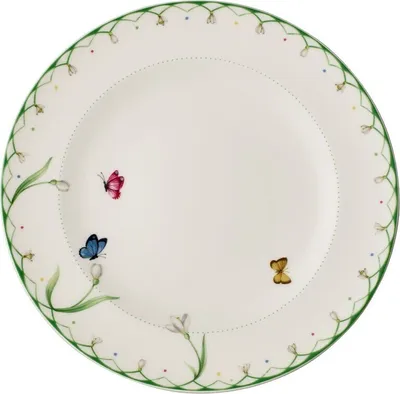 Obrázok produktu pre Tanier jedálenský tanier dekoračný tanier obedový tanier servírovací tanier FAREBNÝ JARNÝ plochý tanier s kvetmi ⌀27 cm HOMLA