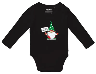 Produktbild von Huuraa Baby Body Wichtel Merry Christmas 62 Black  Baumwolle Fairtrade Langarmbody Geschenkidee