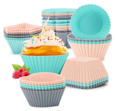 Produktbild von Muffin Backformen Silikon 36 Stück Wiederverwendbar Antihaft Tief Cupcake Formen für Kuchen Pudding Torten