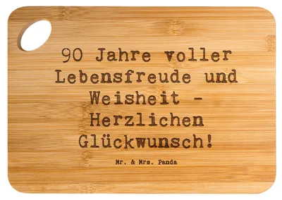 Produktbild von Mr. & Mrs. Panda Brett Spruch 90. Geburtstag Lebensfreude - Transparent - Geschenk, neunzigster, Happy Birthday, Weisheit, jausenbrett, Feiern, Schneidebrett, Glückwunsch