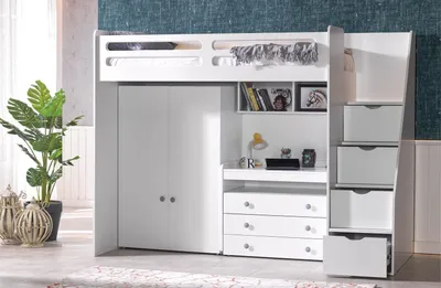 Produktbild von Hochbett-Set Smarti 4-teilig ohne Schrank - Weiß