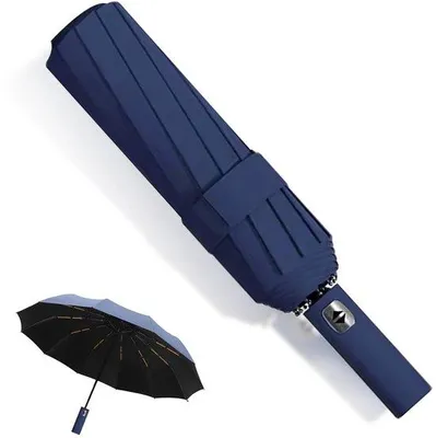 Produktbild von Unyqoos® sturmfester Reise-Regenschirm, winddicht & wasserabweisend, Automatik, 104 cm Ø, 32 cm kompakt, 60 Fiberglasrippen, 99% UV-Schutz