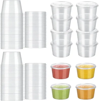 Produktbild von Plastikbecher mit Deckel 100 ml, 100 Stück, ausgussfrei, für Party