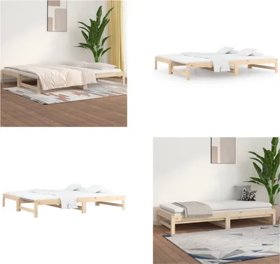 Produktbild von vidaXL Tagesbett Ausziehbar 2x(90x190) cm Massivholz Kiefer - Tagesbett - Tagesbetten - Schlafsofa - Gästebett