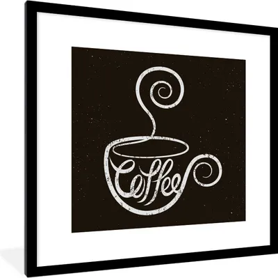 Produktbild von MuchoWow® MuchoWow® Gerahmtes Poster Kaffee - Zitate - Vintage - Kreidetafel - Sprüche 40x40 cm - Poster mit zchwarzem Bilderrahmen - Poster - Plakat im Rahmen