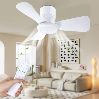 Obrázek produktu pro Stropní ventilátor s osvětlením a dálkovým ovládáním, průměr 71 cm, tichý DC motor 20 W, 6 rychlostí