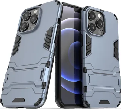 Produktbild von Mobigear Armor Stand iPhone 13 Pro Hülle Hardcase Backcover Stoßfest mit Ständer - Blau