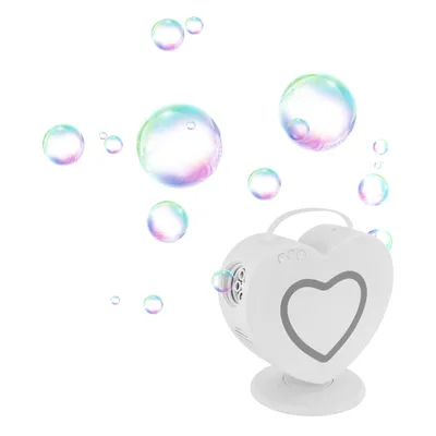 Image de Machine à bulles automatique avec télécommande 360° pivotant en forme de cœur Blanc pour les fêtes d'enfants