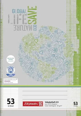 Produktbild von Vokabelheft A5 Recycling 32 Blatt Packung mit 10 Stück