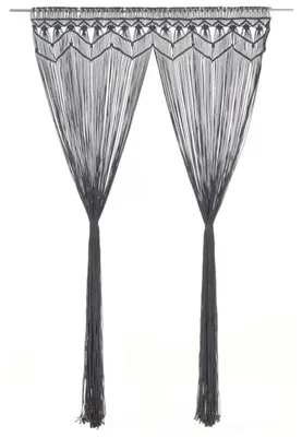 Image de Rideau en macramé, anthracite, 140x240 cm, en coton, rideau à franges