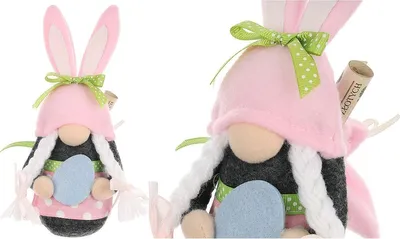 Obrázek produktu pro Dekorativní předmět skřítek jarní dekorace domácí králíček jarní dekorace růžová 20cm