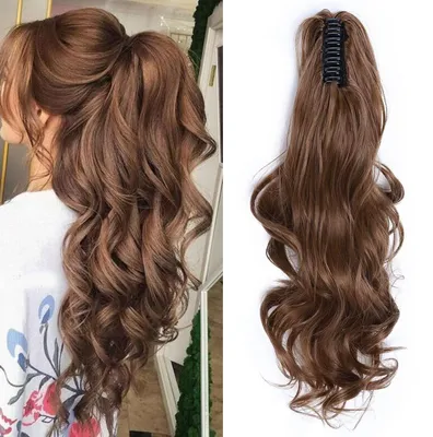 Produktbild von Haarteil Pferdeschwanz Clip-in Extensions 45cm Gewellt Hellbraun