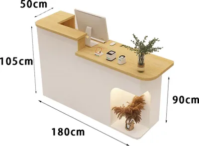 Produktbild von 360Home Rezeption Theke Bar Empfangstheke empfangstisch Counter Kassentisch Holzoptik und Weiß 180cm L