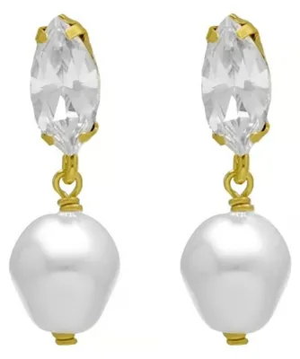 Image de Boucles d'oreilles dorées scintillantes avec perle baroque But A4657-07DT
