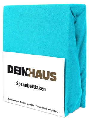 Produktbild von Spannbettlaken Frottee Baumwolle, hautfreundlicher Stoff, Bettlaken mit Gummizug Türkis 200 x 220 cm
