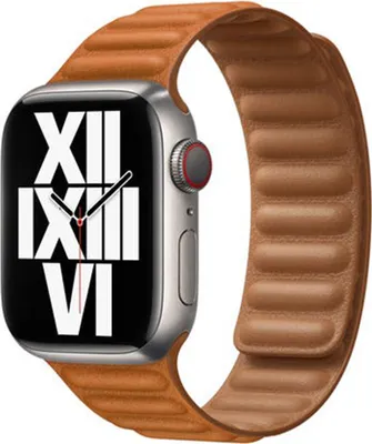 Produktbild von Apple Leather Link für die Watch Series 1 bis 9 / SE (38/40/41 mm) | Series 10 (42 mm) - Größe M/L - Golden Brown