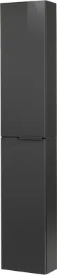 Produktbild von FACKELMANN Hochschrank Slim LUNA / tiefenreduzierter Schrank mit Soft-Close / Maße (B x H x T): ca. 30 x 162 x 17 cm / Badschrank mit 2 Türen / Türanschlag frei wählbar / Korpus & Front: Schwarz