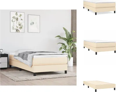Imagen del producto de vidaXL Base de somier con colchón, color crema, 90x200 cm, tapizado en tela - Camas y estructuras de cama