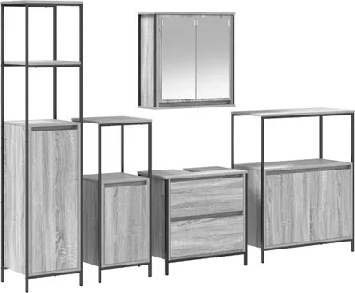 Immagine prodotto di Set di mobili per il bagno 5 pcs Grigio Legno multistrato