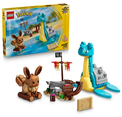 Produktbild von LEGO Pokémon SMART Play: Evoli und Lapras auf Schatzsuche - kompatibles interaktives Spielset mit 3 SMART Tags und 2 Pokémon Figuren - Geschenkidee für Kinder ab 8 Jahren - 72162