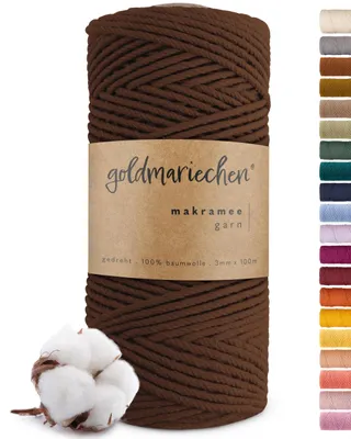 Produktbild von Makramee Garn (Ackerbraun) 3mm x 100m - 100% Baumwolle - Makrameegarn Baumwollgarn für DIY-Deko Wandbehang, Blumenampel, Vorhang, Traumfänger