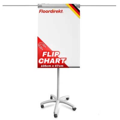 Produktbild von Floordirekt Mobiles Flipchart „Piranha PRO“ mit 2 ausklappbaren Papierhaltern und Sternenfuß