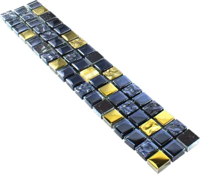 Produktbild von Glas Naturstein Fliesenbordüre Marco Schwarz Gold