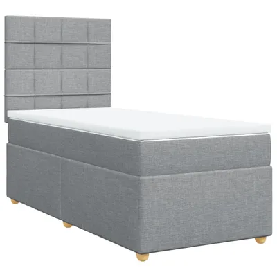 Image de vidaXL Lit boxspring avec matelas gris clair 100x200 cm Tissu