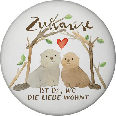 Produktbild von Biber Magnet rund mit Flaschenöffner rund mit Spruch Zuhause ist da wo die