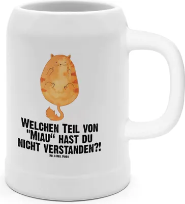 Produktbild von Mr. & Mrs. Panda Tonkrug Katze Mittelfinger - Weiß - Geschenk, Bierhumpen, Kater, Seidel, Katzen, Mietze, Cat, Krug, Bier, Keramikkrug, Cats