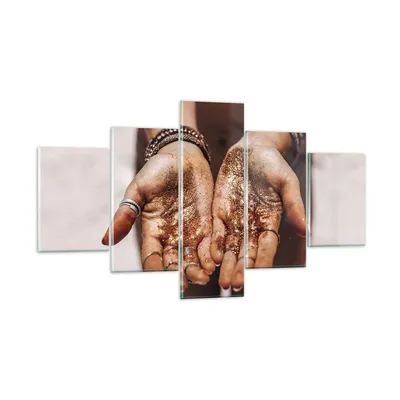 Produktbild von Bilder auf glas - 5 Teile - Hände Strand Gold - 125x70cm - Glasbilder - Wandbilder - Bilder - zum Aufhängen bereit - Wanddekoration aus Glas - Glas Bilder - Wandbild auf Glas - GEA125x70-5055
