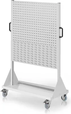 Produktbild von Kappes RasterMobil® mobiler Arbeitsplatzschrank Größe #4 1580x1000x500mm 4 Lochplatten 2 Schlitzplatten 6-teilig lichtgrau