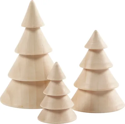 Produktbild von Creativ Company Holz Weihnachtsdeko Rentier Baum Set 3 Stück