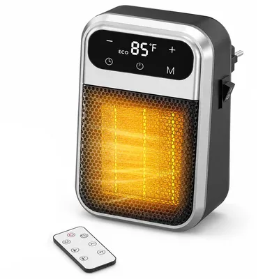 Produktbild von Steckbarer Heizlüfter mit Fernbedienung, Mini-Keramikheizer für Bad, Schlafzimmer und Büro, 800 W, energiesparend , 12-h-Timer,Überhitzungsschutz