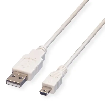 Productafbeelding van VALUE USB 2.0 kabel, type A - 5-pins Mini, wit, 0,8 meter
