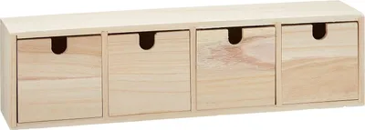 Produktbild von Holz-Ladekast - beige - 44 x 10 x 15 cm - Aufbewahrungsschrank mit 3 Schubladen