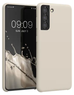 Produktbild von kwmobile Handyhülle für Samsung Galaxy S21 Hülle - Case Silikon - Kabelloses Laden - Schutzhülle Cover in Creme matt