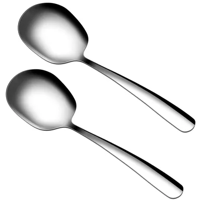 2 große Servierlöffel aus Edelstahl, 20,5 cm, silber