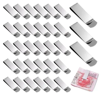 Produktbild von 40 Stück Geldklammer aus Edelstahl, 5,2 × 1,5 cm, Geldclip für Bargeld, Rechnungen, Kreditkarten und Dokumente