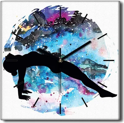 Produktbild von Coloray Uhr auf Leinwand 30x30 cm Wand Uhr Dekoration Wohnzimmer Segeltuch schwarze Hände -Silhouette einer Frauenkunst