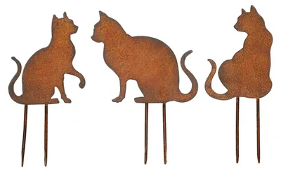 Productafbeelding van Set van 3 Rustieke Kattenstekers voor Tuindecoratie