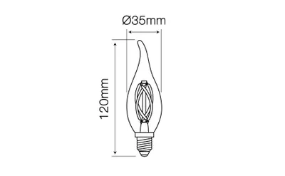 Productafbeelding van LED-lamp | E14 fitting | Filamentlamp | Diameter 35 mm | F35 | 4W | 488 lumen | Gloeilamp | Lamp | Verlichting | Warm wit (2700 K)
