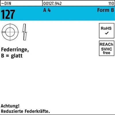 Produktbild von Reyher  127 V4a Federringe B 12 (500 Stück)