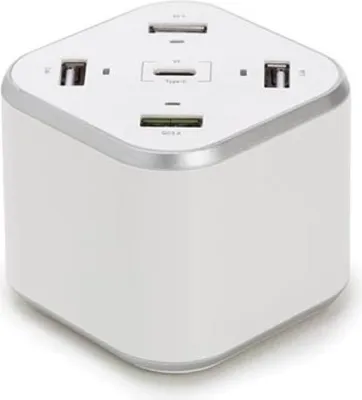 Image de Station USB intelligente avec 3 X USB + 1 X USB Charge rapide Qc 3.0 + 1 X sorties Type-C - Max. 9,6 A - Max. 48 W - Blanc